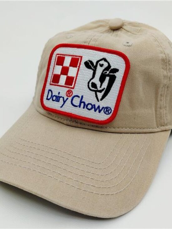 Retro Rare 80s Dairy Chow Embroidered Patch Dad Hat - USA Made Patch - Strapback